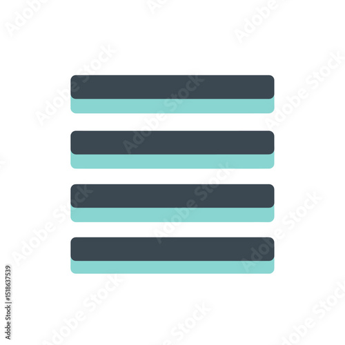 Abstract Layered Horizontal Bars Icon (Teal and Grey)