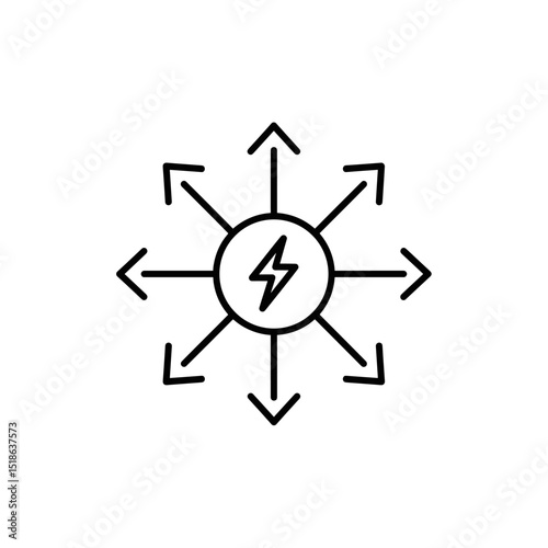 Energy Distribution or Widespread Impact Icon (Outline)