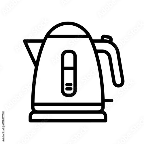 Electric Kettle Outline Icon for Kitchen Appliances