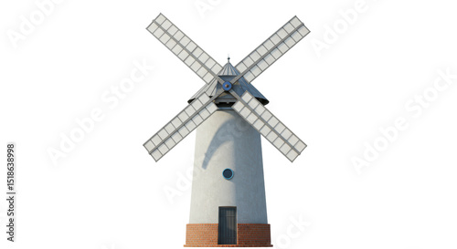 Tableau sur toile Isolated Windmill on White Background