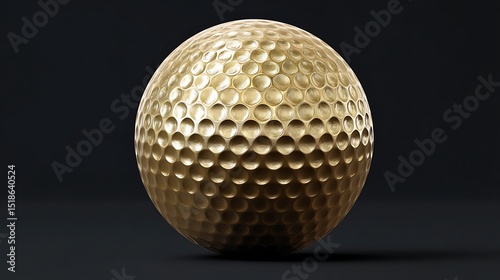Vibrant photo of gold golf ball isolated on a black background.