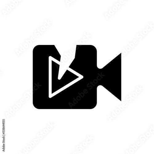 broken video icon, vector illustration, symbol, design logo template pictogram, for ui or ux isolated on white for mobile app, editable
