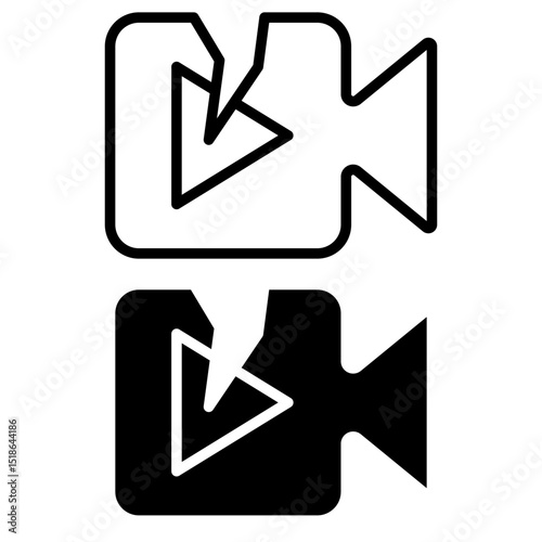 broken video icon, vector illustration, symbol, design logo template pictogram, for ui or ux isolated on white for mobile app, editable