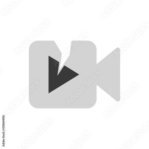 broken video icon, vector illustration, symbol, design logo template pictogram, for ui or ux isolated on white for mobile app, editable