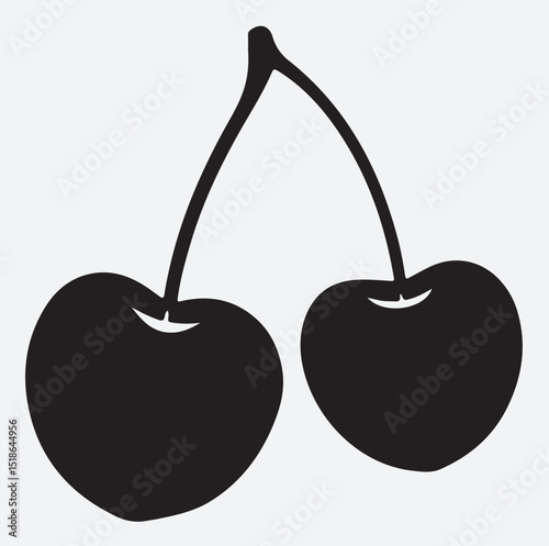 cerry fruit silhouette vector art illustration., cherry on a white background