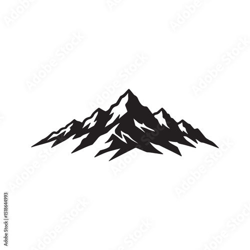 Majestic Mountain Peak Silhouette: A Vector Illustration