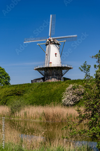 The historic windmill called The Cow (De Koe) in Veere, province of Zeeland, The Netherlands