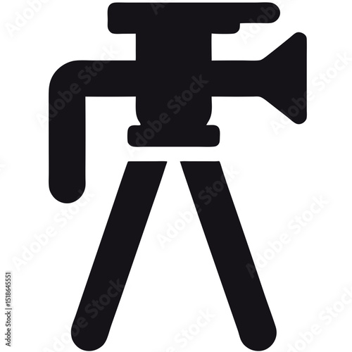 Silhouette of a professional camera on a tripod used for photography and videography