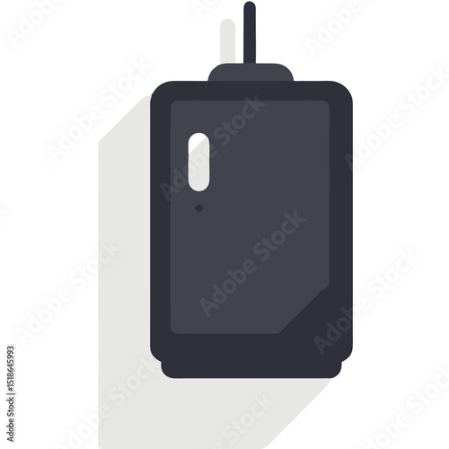 Stylized suitcase illustration against a black background, travel and vacation vibe