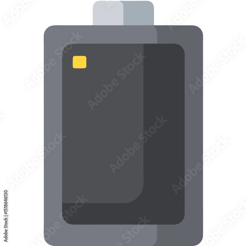 Stylized illustration of a battery symbol against a black background display