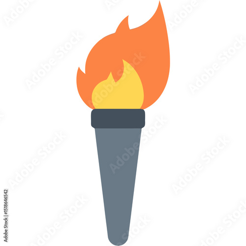 Illustration of a cartoon torch burning brightly against a black background perfectly