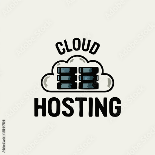 Cloud Hosting Logo – Server and Cloud Storage Symbol for Technology Brands