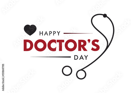Celebration greeting for happy doctor's day with heart and stethoscope