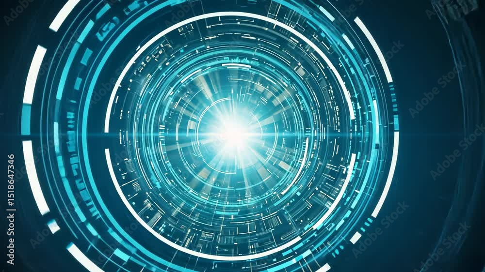 Portal and hologram futuristic circle on blue isolate background. Abstract high tech futuristic technology design. round shape. motion video.