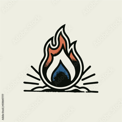 Fire Logo – Modern Flame and Water Drop Symbol
