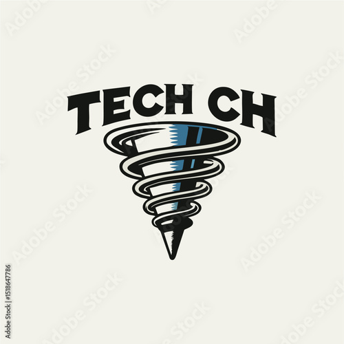 Tech CH Logo – Tornado Symbol for Technology or Engineering