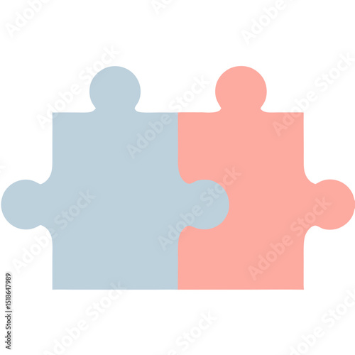 Simple illustration of two puzzle pieces connected symbolizing teamwork and collaboration perfectly