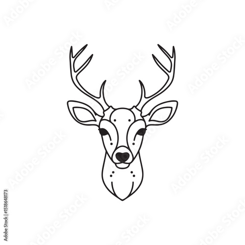 Elegant Line Art Deer Head Illustration