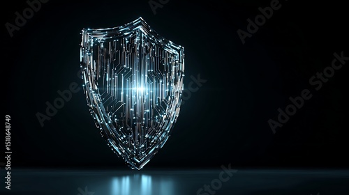 Vibrant photo of security concept. Glowing shield icon. Modern futuristic technology background.