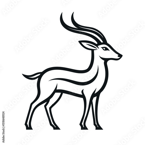 Stylized Gazelle Line Art Vector Illustration isolated on white background