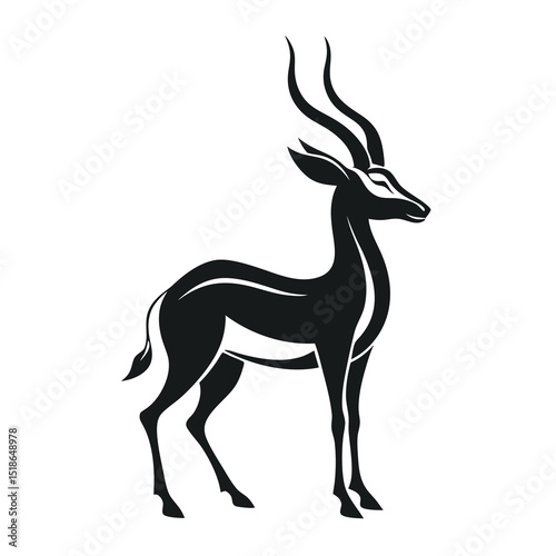 Stylized Gazelle Silhouette Vector Illustration isolated on white background