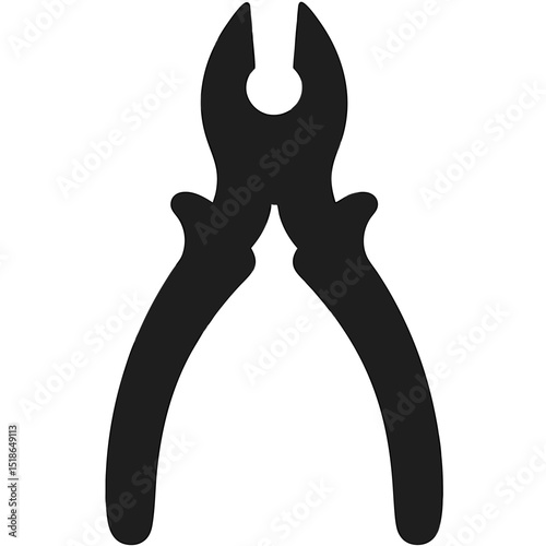 Silhouette of a Pliers Tool Against a Black Background for Construction and Repair