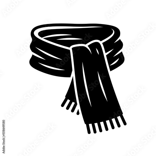 Fall scarf icon in black silhouette style representing autumn fashion