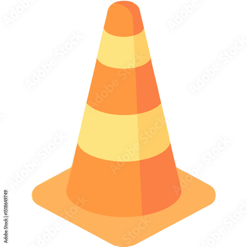 Vibrant traffic cone illustration on solid black background, safety and caution