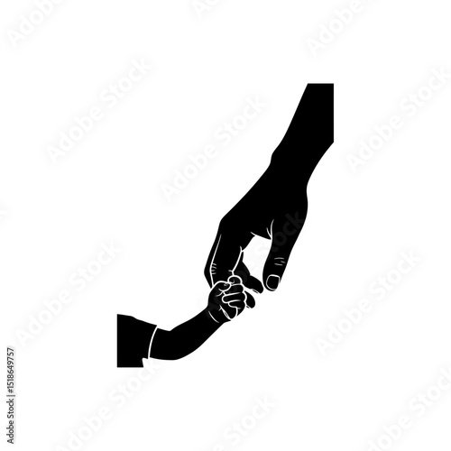 Father's Day icon depicting a parent holding a child's hand