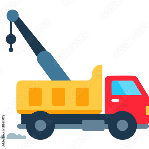 Colorful flat illustration of a tow truck isolated on black background for various uses