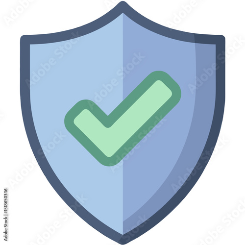 Digital Security Shield Icon with a Checkmark: Protection and Verification Concept