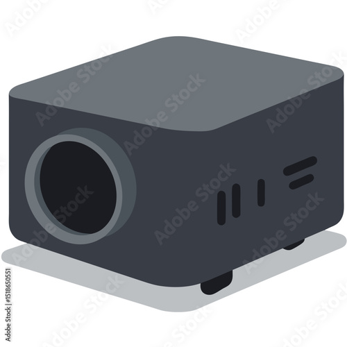 Minimalistic Illustration of a Projector on a Black Background for Presentations and Events