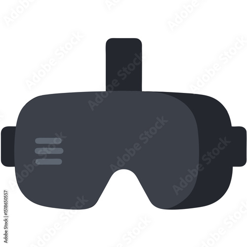 Simplified illustration of a virtual reality headset for immersive digital experiences on black background