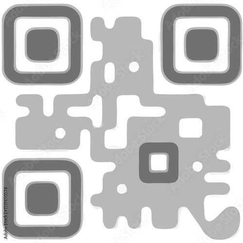 Creative grey QR code design on a black background, digital technology concept