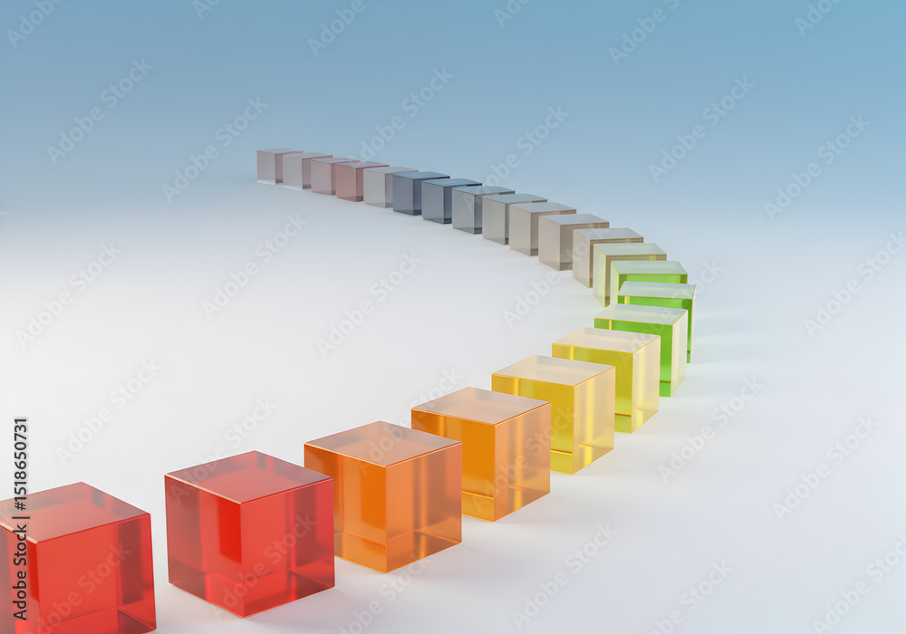 Fototapeta premium Colorful transparent cubes in a row gradient concept design for business and creative presentations art