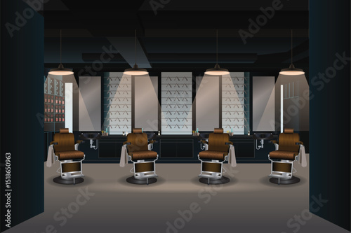 barbershop luxury interior illustration cartoon