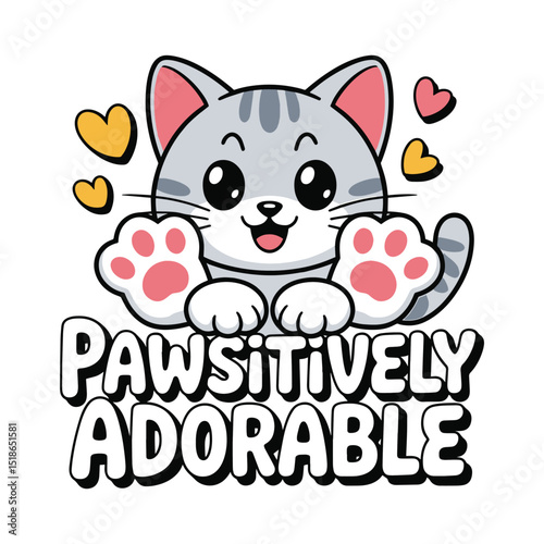 Pawsitively Adorable Cute Cat Paws T Shirt Design