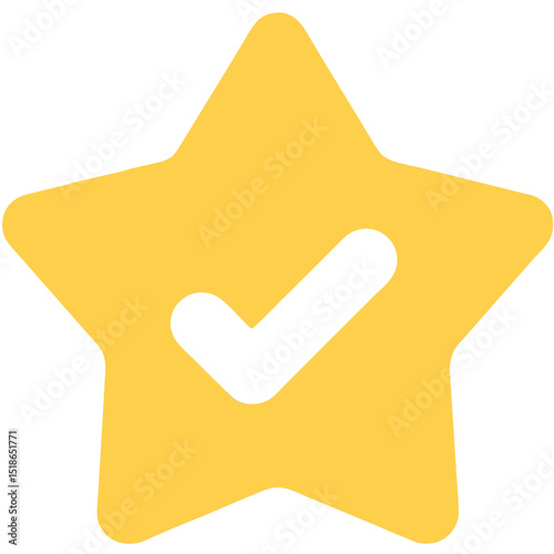 Yellow star icon with a check mark inside, representing success and approval