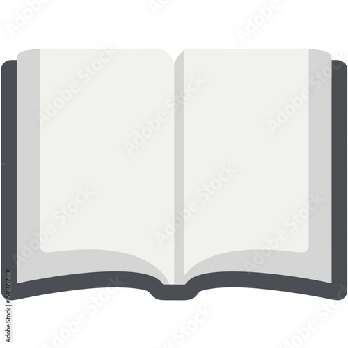 Simple illustration of an open book with blank pages against a black background