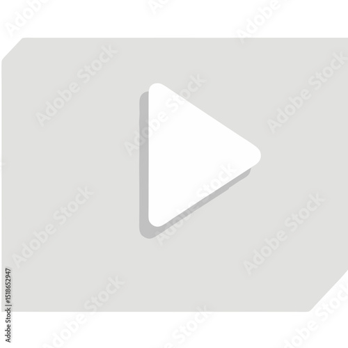 Simple and minimalist play button icon on a light gray rectangular background