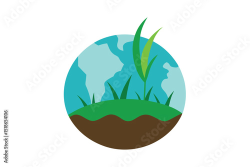 earth globe with green grass