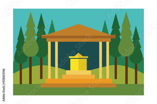 vector illustration of a house with trees