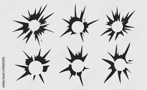 black silhouettes of blasted ammunition for element design