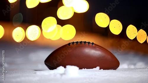 American football on snow with bokeh