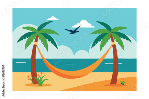 tropical beach with palm trees