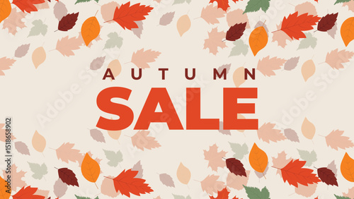Autumn Sale Background with Handwritten Typography and Soft Leaves Pattern