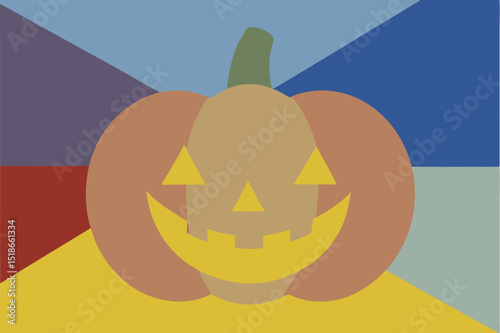 Abstract geometric pumpkin illustration with colorful background ideal for halloween designs