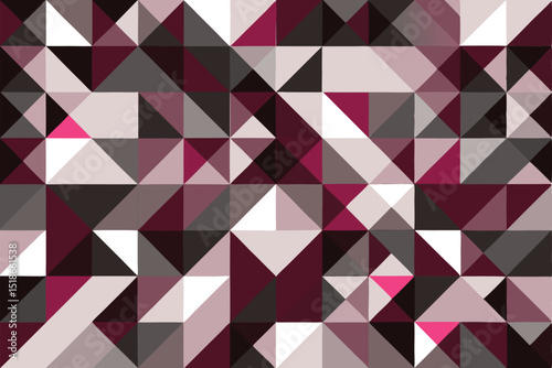 Abstract geometric triangle pattern in shades of burgundy and grey on transparency