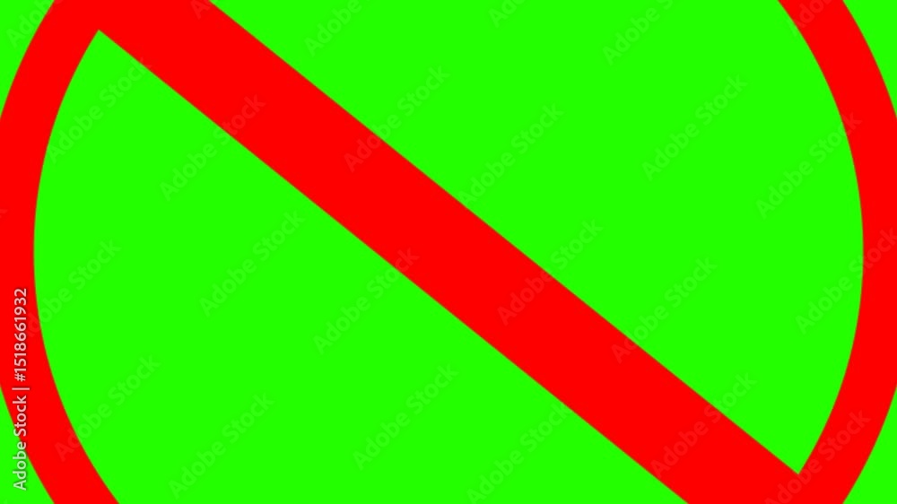 ban icon animation on green screen background, prohibition symbol ...