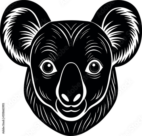 Koala Head Back View in Metallic Pastel Shallotte on white background